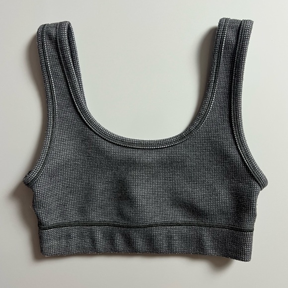 TNA Aritzia Waffle Sports Bra/Top, Gray, Size 2XS - Picture 2 of 5